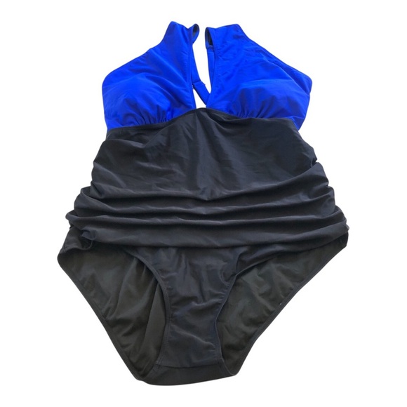 DACI Plunge V-Neck or Front Cross Tummy Control One Piece Swimsuit Plus Size 22W - Picture 1 of 12
